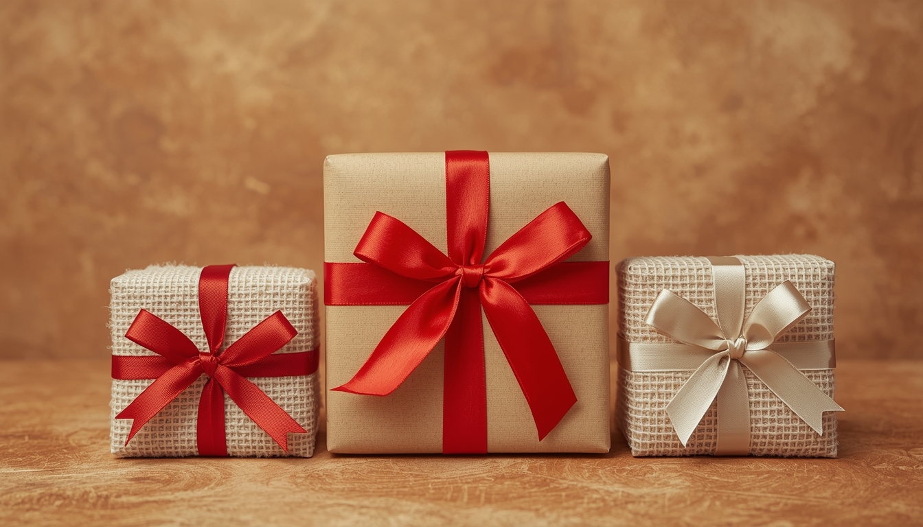 Ročno izdelana darila z rdečim trakom